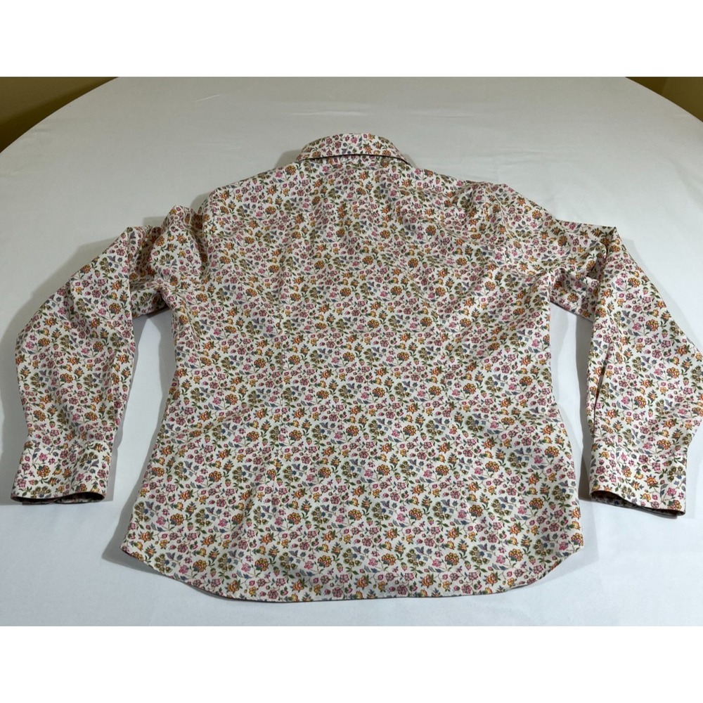 Lands' End Women's 10P Petite Non Iron Pinpoint Oxford Shirt Floral Long Sleeve - Picture 5 of 13